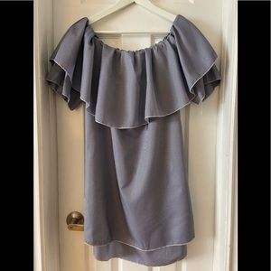 Ruffle off the shoulder gingham dress